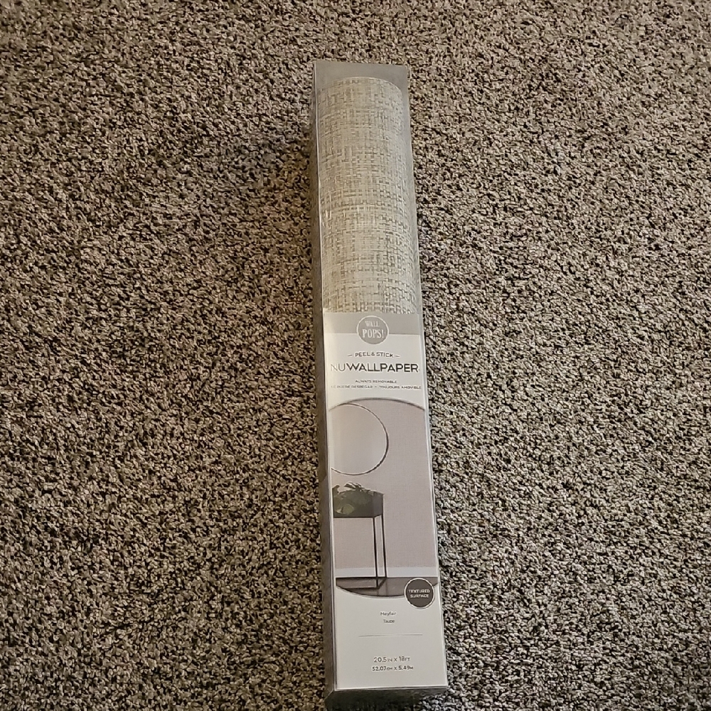 NuWallpaper Peel and Stick Wallpaper Mayfair Taupe Woven Textured